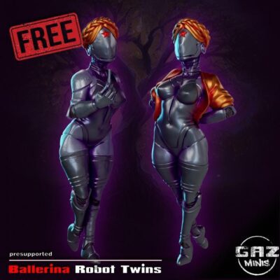 Ballerina Twins - 32mm,  Resin Print, Anime Figure, Gaz Minis, Garage Kit, Fantasy, DnD Miniatures, Display Pinup, nsfw, Fanart Atomic