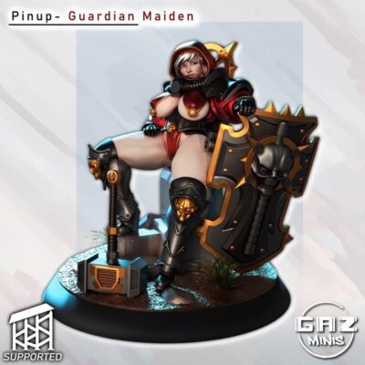 Guardian Maiden Pinup, Siblings Of Combat, 32mm, Gaz Minis, 3D Printed, Waifu, Anime Figure, DnD, nsfw, Sororitas, Sisters