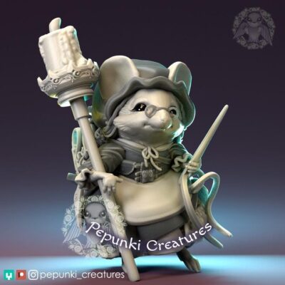 Seamstress Mouse - Tabletop or Display Scale - 3D Printed, TTRPG, Pepunki, DnD Miniatures, Figure, Garage Kit, Model Painting