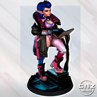 Eldrin Swiftcode - Elf Hacker - 32mm/75mm - Gaz Minis, Resin Print, Waifu, Garage Kit, DnD Miniatures, Display Pinup, nsfw, Model Painting