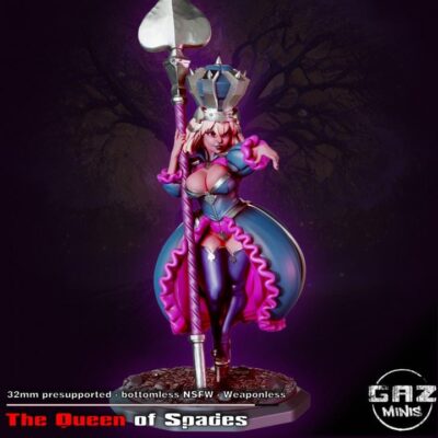 Queen of Spades - 32mm/55mm - Gaz Minis, Resin Print, Waifu, Garage Kit, DnD Miniatures, Display Pinup, nsfw, Model Painting