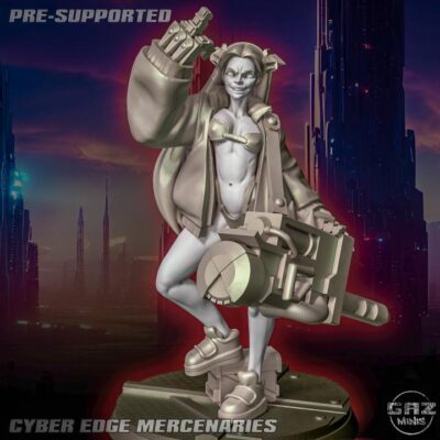 Becca - Cyber Edge mercenary - 32mm/75mm - Gaz Minis, Resin Print, Waifu, Garage Kit, DnD Miniatures, Display Pinup, nsfw, Model Painting