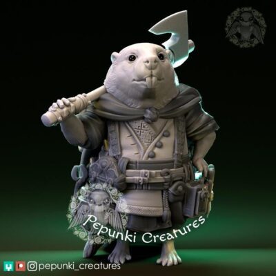 Bobr Beaver Carpenter - Tabletop or Display Scale - 3D Printed, TTRPG, Pepunki, DnD Miniatures, Figure, Garage Kit, Model Painting
