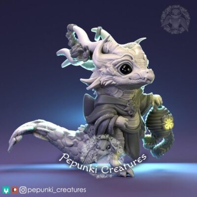 Little Dragon Explorer - Tabletop or Display Scale - 3D Printed, TTRPG, Pepunki, DnD Miniatures, Figure, Garage Kit, Model Painting