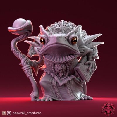 Toad Headmistress - Tabletop or Display Scale - 3D Printed, TTRPG, Pepunki, DnD Miniatures, Figure, Garage Kit, Model Painting