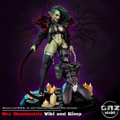 Orc Dommy Mommy Viki  - 32mm/75mm -  Resin Print, Gaz Minis, Waifu, Anime Figure, Garage Kit, Fantasy, DnD Miniatures, Display Pinup, nsfw,