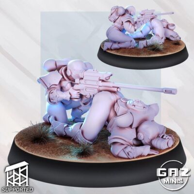 Sisters Of Battle Sniper Stance, Siblings Of Combat, 32mm, Gaz Minis, Resin Print, Waifu, Anime Figure, DnD, nsfw, Sororitas, Sisters