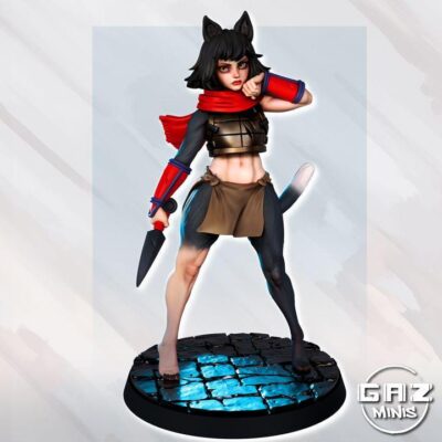 Izu Cat Girl - 32mm/75mm - Gaz Minis, Resin Print, Waifu, Garage Kit, DnD Miniatures, Display Pinup, nsfw, Model Painting