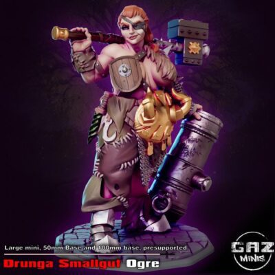 Drunga Smallgut the Female Ogre- 32mm/75mm - Gaz Minis, Resin Print, Waifu, Garage Kit, DnD Miniatures, Display Pinup, nsfw, Model Painting