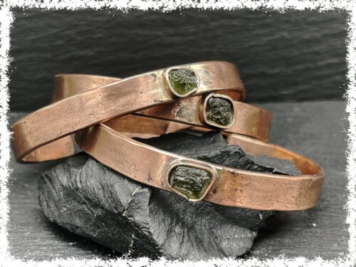 MOLDAVITE COPPER BANGLE Bracelet |  Genuine Moldavite Bracelet, Crystal Jewelry, Copper Bracelet, Copper Jewelry, Healing Gemstone, Tektite