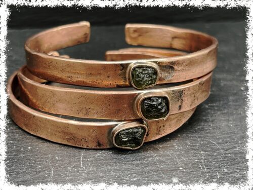 MOLDAVITE COPPER BANGLE Bracelet |  Genuine Moldavite Bracelet, Crystal Jewelry, Copper Bracelet, Copper Jewelry, Healing Gemstone, Tektite - Image 7