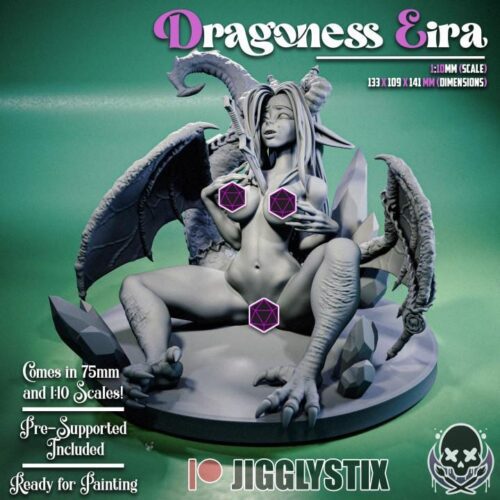 Dragoness Eira Stabbed - Display Model - Jigglystix, Resin Print, Waifu, Garage Kit, DnD Miniatures, Display Pinup, nsfw, Model - Image 6