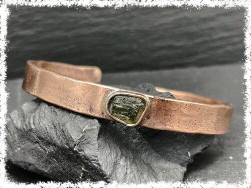 MOLDAVITE COPPER BANGLE Bracelet |  Genuine Moldavite Bracelet, Crystal Jewelry, Copper Bracelet, Copper Jewelry, Healing Gemstone, Tektite - Image 10