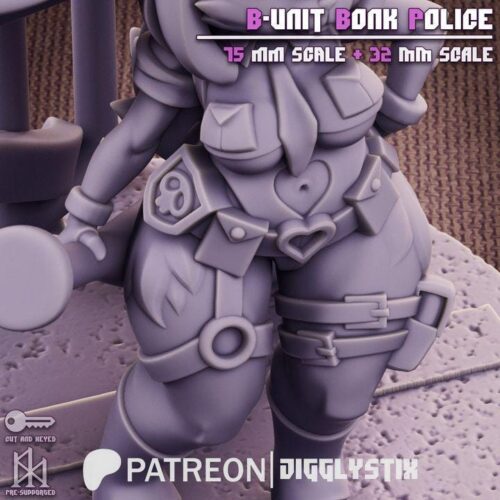 Bunny Bonk Police - 32mm/75mm, Resin Print, Waifu, Anime Figure, Garage Kit, DnD Miniatures, Display Pinup, Model Paint, Jigglystix - Image 5