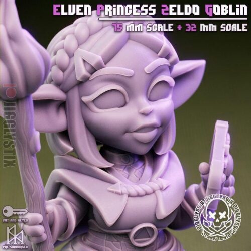 Elven Princess Goblin - 32mm/75mm, Resin Print, Waifu, Anime Figure, Garage Kit, DnD Miniatures, Display Pinup, Model Paint, Jigglystix - Image 2