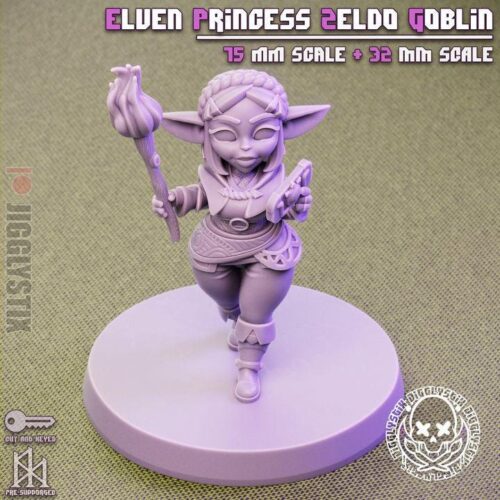 Elven Princess Goblin - 32mm/75mm, Resin Print, Waifu, Anime Figure, Garage Kit, DnD Miniatures, Display Pinup, Model Paint, Jigglystix - Image 3