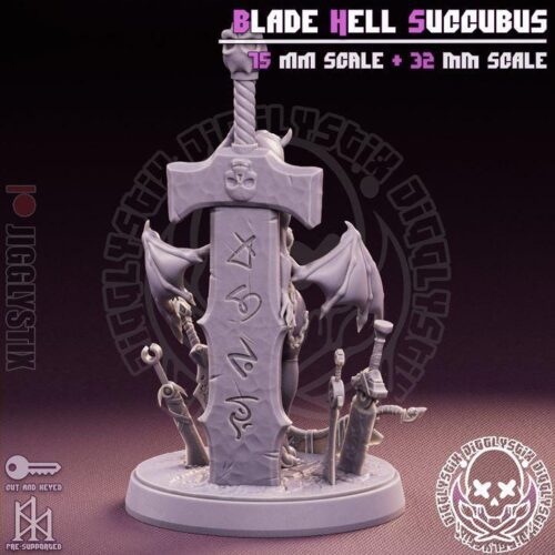 Blade Succubus - 32mm/75mm, Resin Print, Waifu, Anime Figure, Garage Kit, DnD Miniatures, Display Pinup, Model Paint, Jigglystix - Image 5