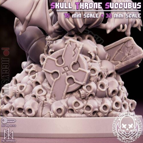 Skull Throne Succubus - 32mm/75mm, Resin Print, Waifu, Anime Figure, Garage Kit, DnD Miniatures, Display Pinup, Model Paint, Jigglystix - Image 5