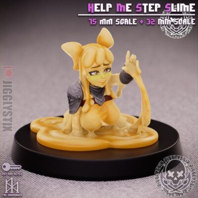 Help Me Step Slime - 32mm/75mm - Jigglystix, Resin Print, Waifu, Garage Kit, DnD Miniatures, Display Pinup, nsfw, Model Painting