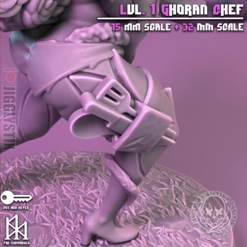 Lvl 1 Ghoran Chef - 32mm/75mm - Jigglystix, Resin Print, Waifu, Garage Kit, DnD Miniatures, Display Pinup, nsfw, Model Painting - Image 5