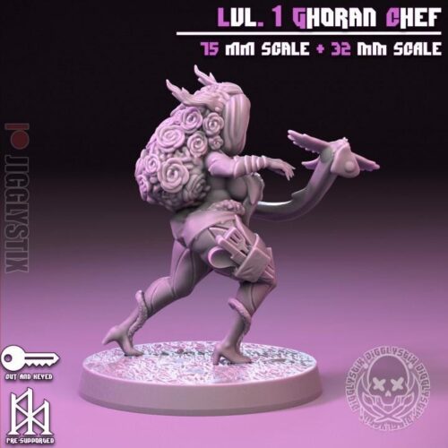 Lvl 1 Ghoran Chef - 32mm/75mm - Jigglystix, Resin Print, Waifu, Garage Kit, DnD Miniatures, Display Pinup, nsfw, Model Painting - Image 8