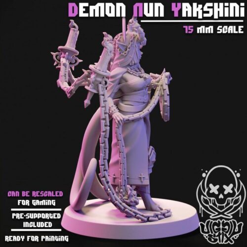 Demon Nun Yakshini - 32mm/75mm, Resin Print, Waifu, Anime Figure, Pinup, nsfw, Model Paint, Jigglystix - Image 3