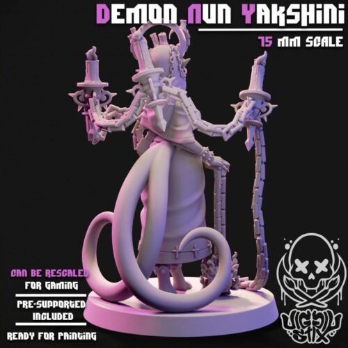 Demon Nun Yakshini - 32mm/75mm, Resin Print, Waifu, Anime Figure, Pinup, nsfw, Model Paint, Jigglystix - Image 6