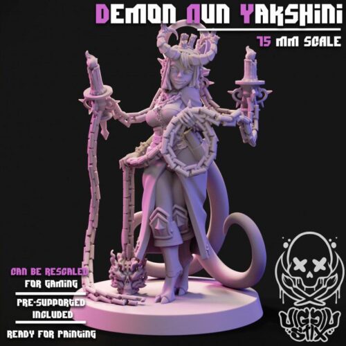 Demon Nun Yakshini - 32mm/75mm, Resin Print, Waifu, Anime Figure, Pinup, nsfw, Model Paint, Jigglystix