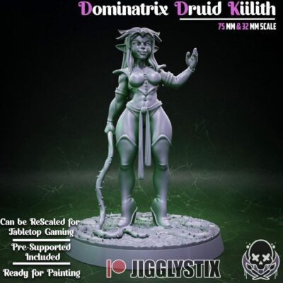 Dom Druid Kiilith - 32mm/75mm - Jigglystix, Resin Print, Waifu, Garage Kit, DnD Miniatures, Display Pinup, nsfw, Model Painting