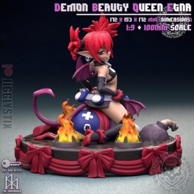 Demon Beauty Queen Etna - Display Model - Jigglystix, Resin Print, Waifu, Garage Kit, DnD Miniatures, Display Pinup, nsfw, Model Paint