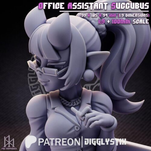 Office Assistant Succubus Meru - Display Model - Jigglystix, Resin Print, Waifu, Garage Kit, DnD Miniatures, Display Pinup, nsfw, Model - Image 5