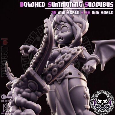 Botched Summoning Succubus - 32mm/75mm - Jigglystix, Resin Print, Waifu, Garage Kit, DnD Miniatures, Display Pinup, nsfw, Model Paint