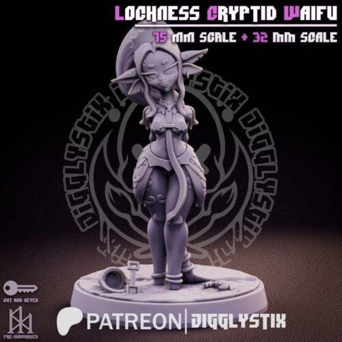Cryptid Waifu Bundle - 32mm/75mm - Jigglystix, Resin Print, Waifu, Garage Kit, DnD Miniatures, Display Pinup, nsfw, Model Painting - Image 3