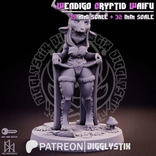 Cryptid Waifu Bundle - 32mm/75mm - Jigglystix, Resin Print, Waifu, Garage Kit, DnD Miniatures, Display Pinup, nsfw, Model Painting - Image 9