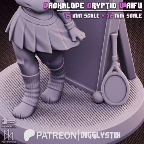 Jackalope Cryptid Waifu - 32mm/75mm, Resin Print, Waifu, Anime Figure, Garage Kit, DnD Miniatures, Display Pinup, Model Paint, Jigglystix - Image 5