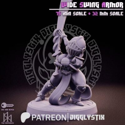 Wide Swing Armor - 32mm/75mm, Resin Print, Waifu, Anime Figure, Garage Kit, DnD Miniatures, Display Pinup, Model Paint, Jigglystix