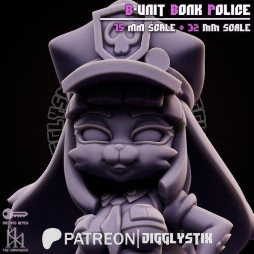 Bunny Bonk Police - 32mm/75mm, Resin Print, Waifu, Anime Figure, Garage Kit, DnD Miniatures, Display Pinup, Model Paint, Jigglystix - Image 4