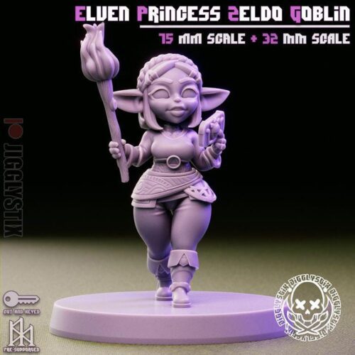 Elven Princess Goblin - 32mm/75mm, Resin Print, Waifu, Anime Figure, Garage Kit, DnD Miniatures, Display Pinup, Model Paint, Jigglystix - Image 7