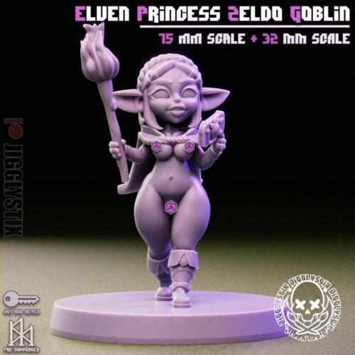 Elven Princess Goblin - 32mm/75mm, Resin Print, Waifu, Anime Figure, Garage Kit, DnD Miniatures, Display Pinup, Model Paint, Jigglystix - Image 4