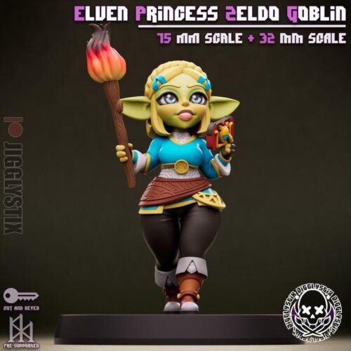 Elven Princess Goblin - 32mm/75mm, Resin Print, Waifu, Anime Figure, Garage Kit, DnD Miniatures, Display Pinup, Model Paint, Jigglystix - Image 6