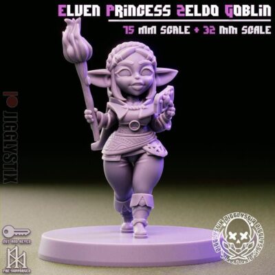 Elven Princess Goblin - 32mm/75mm, Resin Print, Waifu, Anime Figure, Garage Kit, DnD Miniatures, Display Pinup, Model Paint, Jigglystix