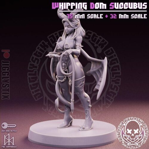 Whipping Dom Succubus - 32mm/75mm, Resin Print, Waifu, Anime Figure, Garage Kit, DnD Miniatures, Display Pinup, Model Paint, Jigglystix - Image 7