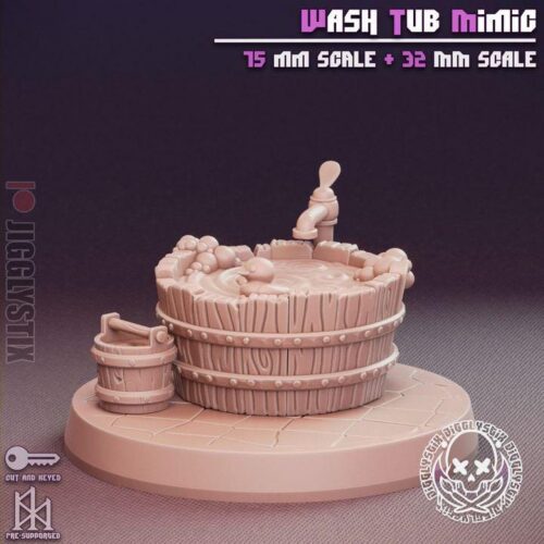 Wash Tub Mimic - 32mm/75mm - Jigglystix, Resin Print, Waifu, Garage Kit, DnD Miniatures, Display Pinup, nsfw, Model Paint - Image 10