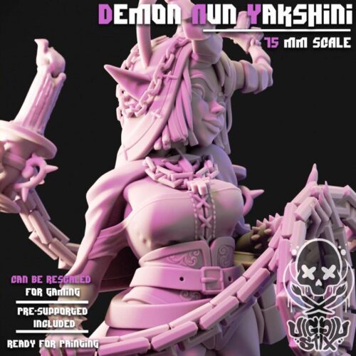 Demon Nun Yakshini - 32mm/75mm, Resin Print, Waifu, Anime Figure, Pinup, nsfw, Model Paint, Jigglystix - Image 7