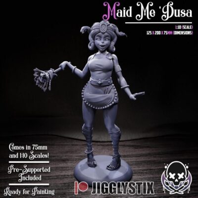 Maid Medusa - Display Model - Jigglystix, Resin Print, Waifu, Garage Kit, DnD Miniatures, Display Pinup, nsfw, Model