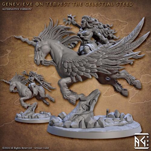 Genevieve Pegasus Celestial Pinup - Artisan Guild - Wargame, Dungeons and Dragons Mini RPG Tabletop Miniature DnD Painting Pathfinder DnD