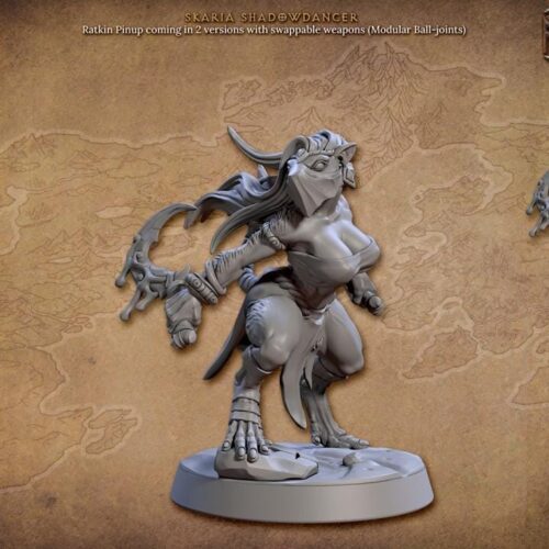 Skaria Shadowdancer Ratkin Pinup - Artisan Guild - Dungeons and Dragons Mini RPG Tabletop Miniature DnD Painting Pathfinder DnD, TTRPG - Image 3