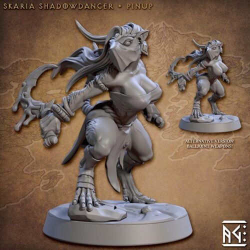 Skaria Shadowdancer Ratkin Pinup - Artisan Guild - Dungeons and Dragons Mini RPG Tabletop Miniature DnD Painting Pathfinder DnD, TTRPG