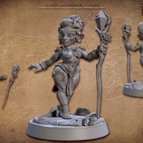 Faelin Oakwhisper Pinup - Artisan Guild - Wargame, Dungeons and Dragons Mini RPG Tabletop Miniature DnD Painting Pathfinder DnD - Image 7