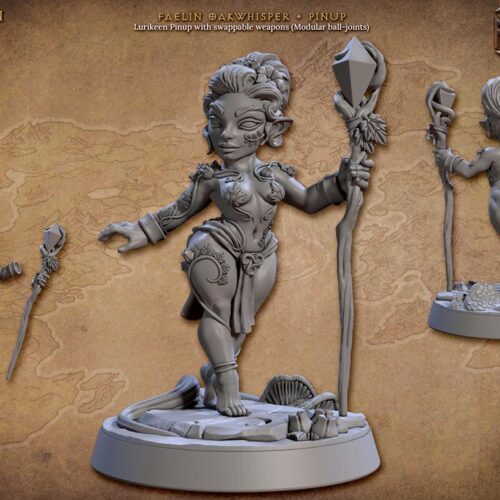 Faelin Oakwhisper Pinup - Artisan Guild - Wargame, Dungeons and Dragons Mini RPG Tabletop Miniature DnD Painting Pathfinder DnD - Image 2